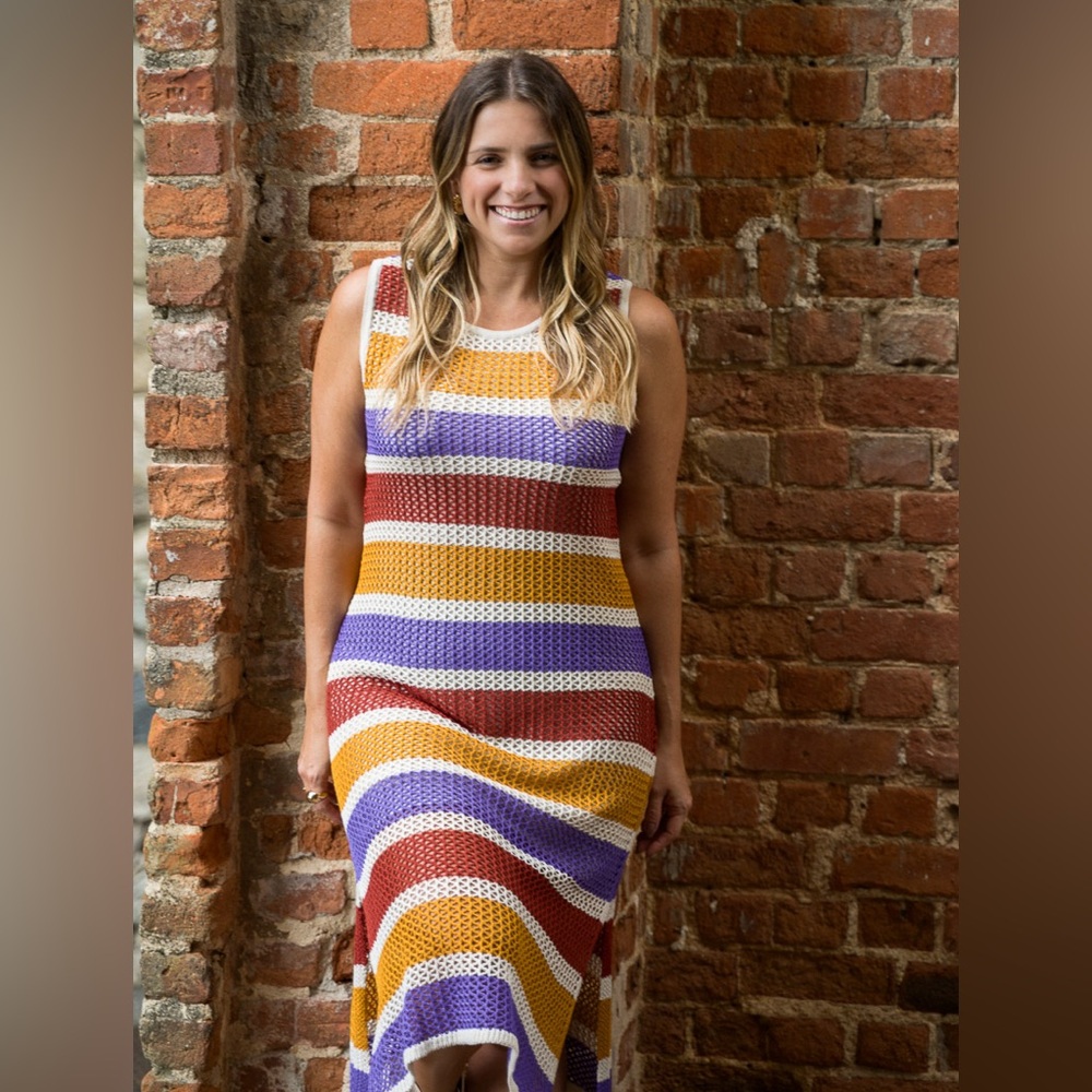 Gávia Brazilian Striped Knit Midi Dress – Size Medium/Large